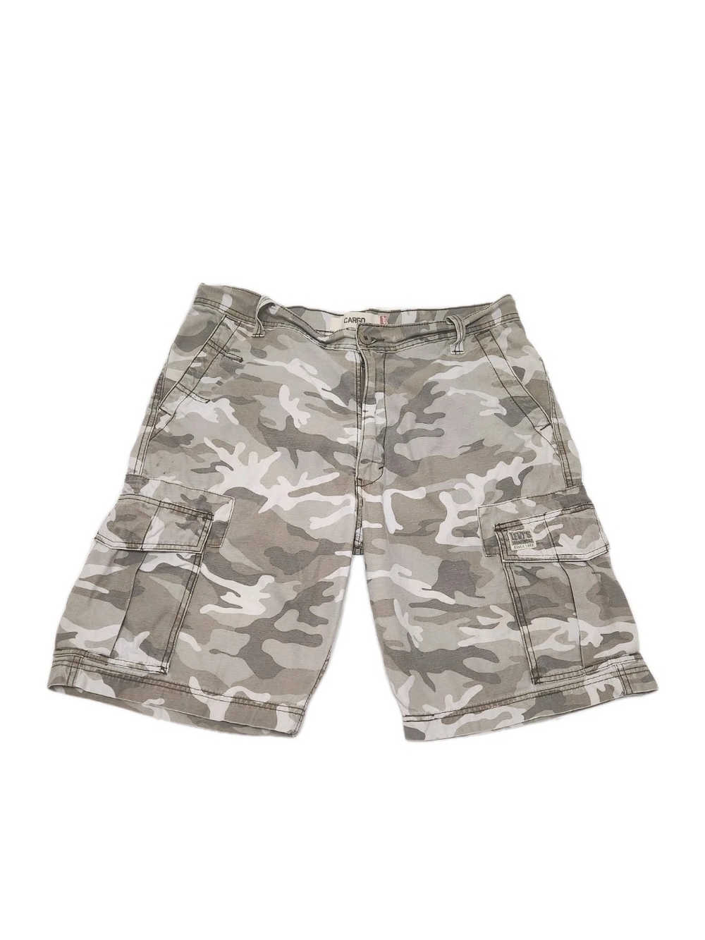 Vtg 2006 Mens Levi's Camo CARGO Shorts Beige Size 36 Baggy 100% Cotton Canvas